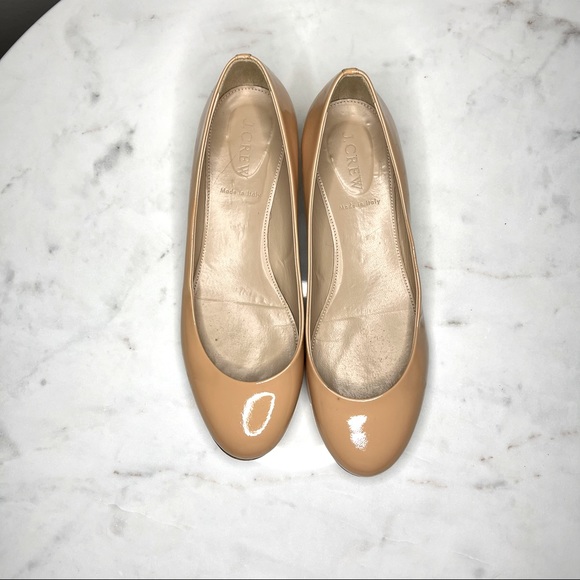 J.Crew Janey Metallic Gold Heel Ballet Flats in Patent Nude. Real Leather. - Picture 2 of 15
